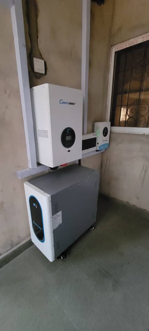 Wall-mounted solar/inverter installation