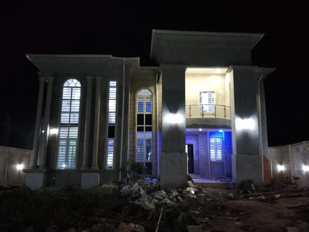 Completed exterior lighting installation